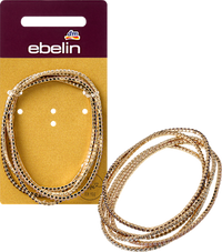 Elastische armbanden met strass steentjes, goudlook, 5 stuks