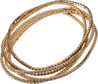 Elastische armbanden met strass steentjes, goudlook, 5 stuks