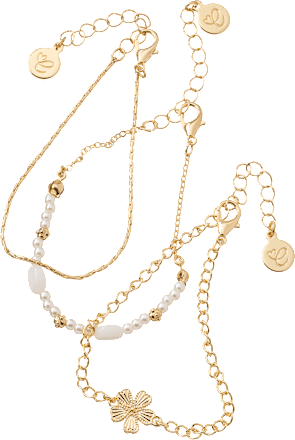ebelin Armbänder mit Blume & Perlen, 3 St