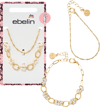 Bracelets avec fleurs & perles, aspect doré, 2 pcs