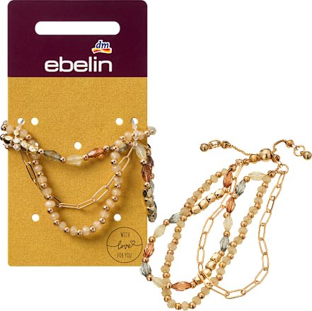 3-in-1 armband met parels, goudlook, 1 stuk