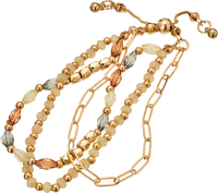3-in-1 armband met parels, goudlook, 1 stuk
