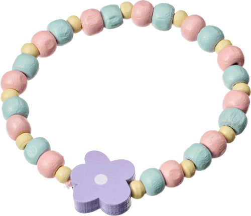 Armband houten kralen bloem, 1 stuk
