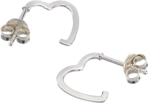 Creolen van 925 zilver in hartvorm, 2 stuks