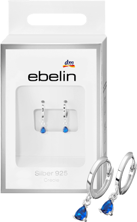 ebelin Creolen 925 Silber mit blauem Strassstein, 2 St