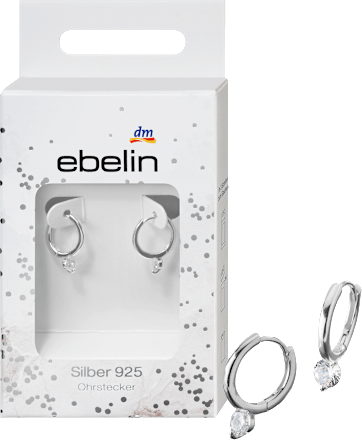 Creolen 925 zilver met strass steentjes, 2 stuks