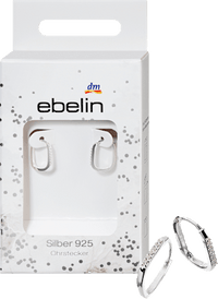 Creolen 925 zilver met strass steentjes, 2 stuks