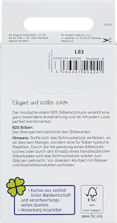 Creolen 925 zilver met strass steentjes, 2 stuks