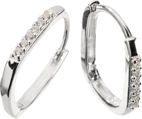 Creolen 925 zilver met strass steentjes, 2 stuks