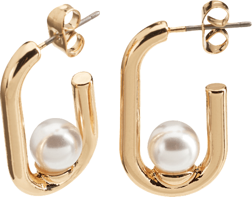 Creolen met parels, goudlook, 2 stuks