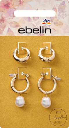 Creolen met parels, goudlook, 4 stuks