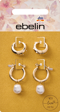 Creolen met parels, goudlook, 4 stuks