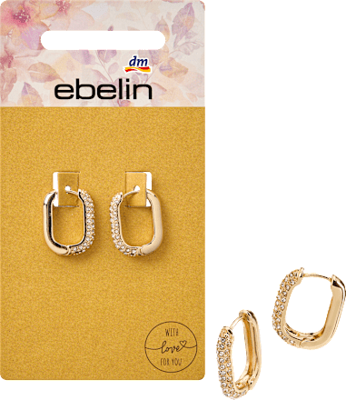 Creolen met strass steentjes, goudlook, 2 stuks