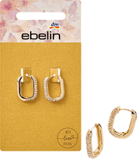 Creolen met strass steentjes, goudlook, 2 stuks