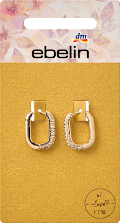 Creolen met strass steentjes, goudlook, 2 stuks