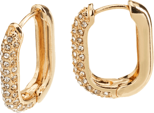 Creolen met strass steentjes, goudlook, 2 stuks