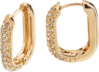 Creolen met strass steentjes, goudlook, 2 stuks