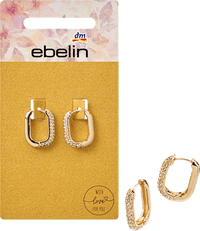 Creolen met strass steentjes, goudlook, 2 stuks
