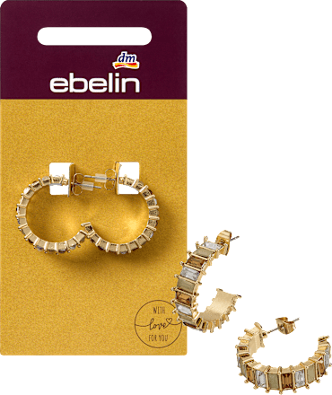 Creolen met strass steentjes, goudlook, 2 stuks