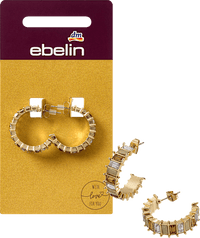 Creolen met strass steentjes, goudlook, 2 stuks