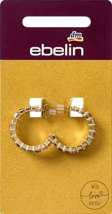 Creolen met strass steentjes, goudlook, 2 stuks