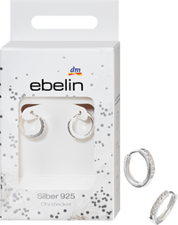 Creolen met zirkonia steentjes 925 zilver, 2 stuks