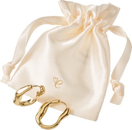 Creolen oorbellen organische vorm waterdicht, goudlook, 2 stuks