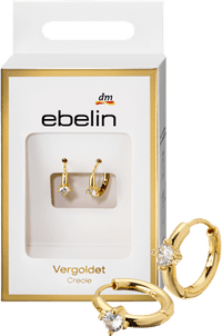 ebelin Creolen vergoldet mit Strassstein, 2 St