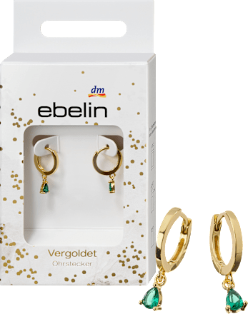 Creolen verguld met groene strass, 2 stuks