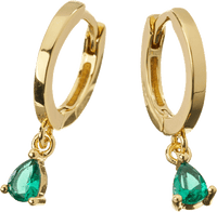 Creolen verguld met groene strass, 2 stuks