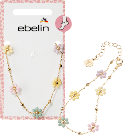 ebelin Fußkette mit Blumen, Gold-Optik, 1 St