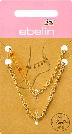 Enkelbandjes met parels, goudlook, 2 stuks