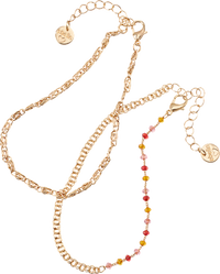 Enkelbandjes met parels, goudlook, 2 stuks