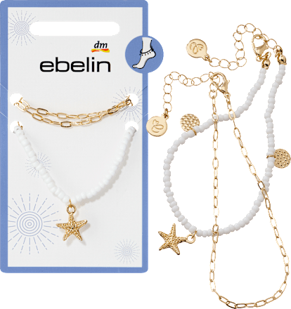 ebelin Fußketten mit Seestern, Gold-Optik, 2 St