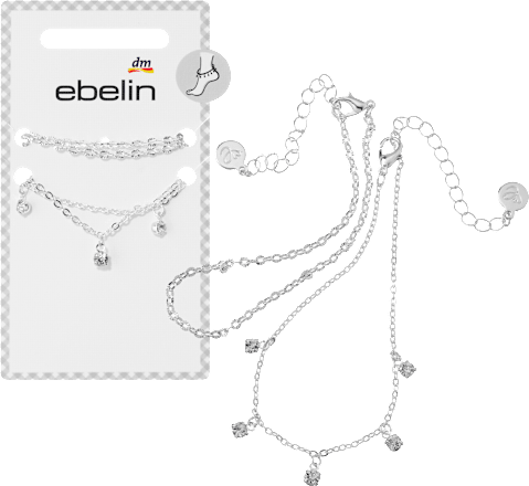 ebelin Fußketten mit Strass, Silber-Optik, 2 St