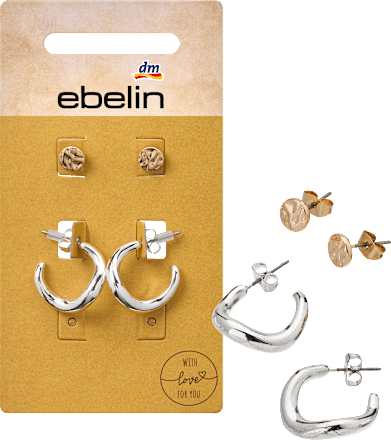 Gouden oorbellen, zilver &amp; goudlook, 4 stuks