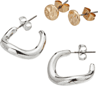 Gouden oorbellen, zilver &amp; goudlook, 4 stuks