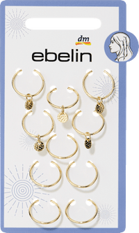 ebelin Haar-Piercings, Gold-Optik, 10 St