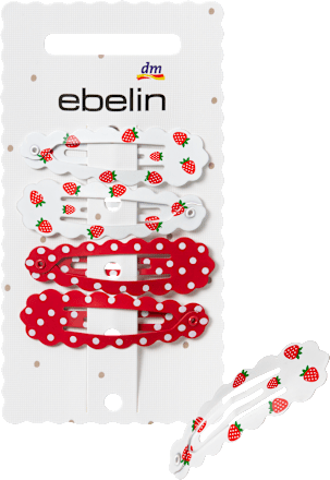Haarclips gewellt, Erdbeere, 4 St