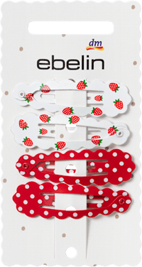 Haarclips gewellt, Erdbeere, 4 St