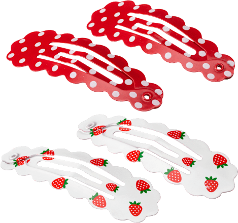 Haarclips gewellt, Erdbeere, 4 St