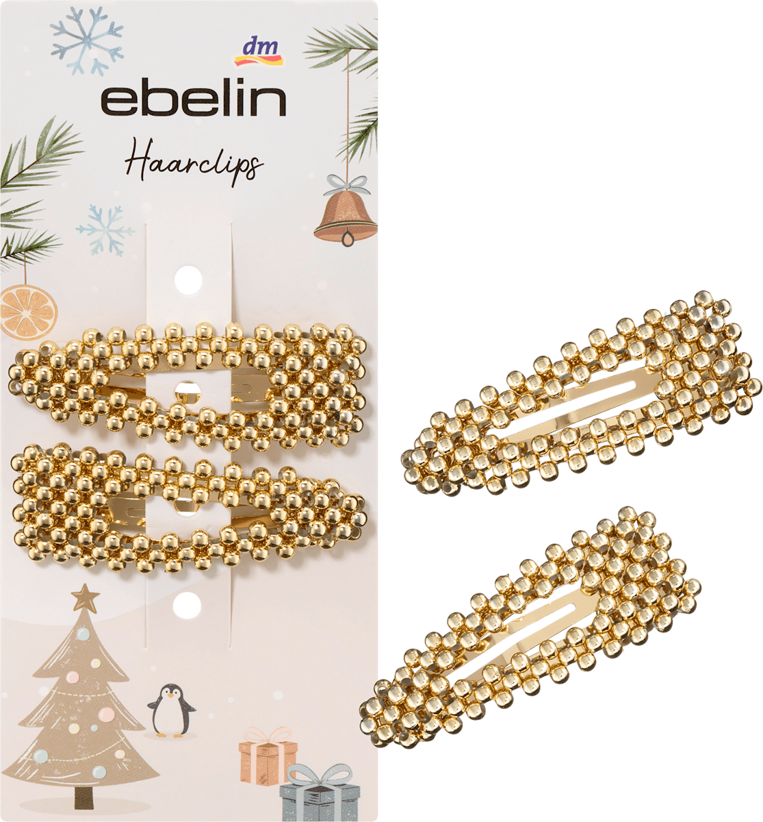 ebelin Haarclips goldene Perlen, 2 St