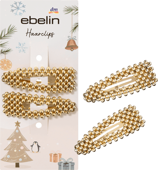 ebelin Haarclips goldene Perlen, 2 St