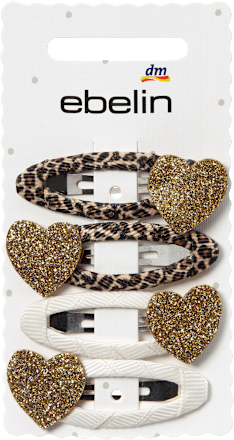 ebelin Haarclips Herzen, Leo-Muster, 4 St