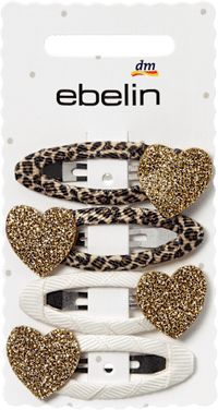 ebelin Haarclips Herzen, Leo-Muster, 4 St