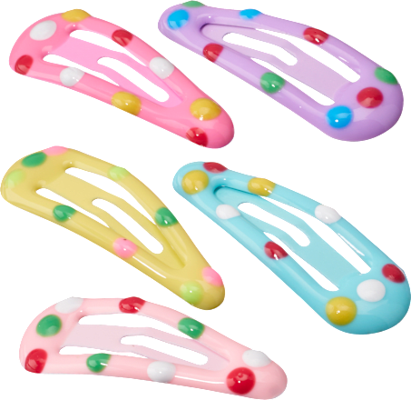 Haarclips mini mit Punkten, bunt, 8 St
