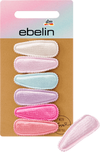 Mini haarspeldjes met stoffen hoes, 6 stuks