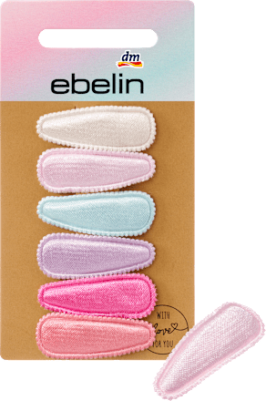 Mini haarspeldjes met stoffen hoes, 6 stuks