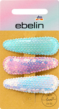 Haarspeldjes met pailletten wit, roze, blauw, 3 stuks