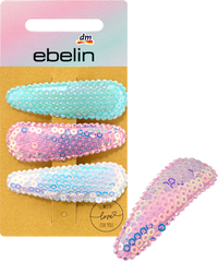 Haarspeldjes met pailletten wit, roze, blauw, 3 stuks